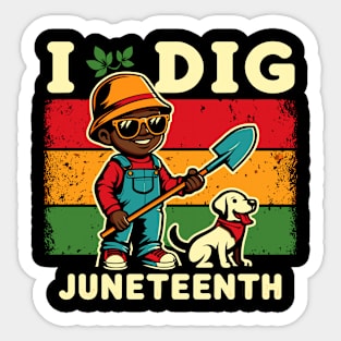 I Dig Juneteenth Black African American Melanin Farmer Pun Sticker